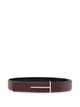 Tom Ford Grained Leather And Spazzolato Leather Slim T Belt