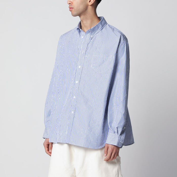 Willy Chavarria White/Blue Striped Button-Down Shirt