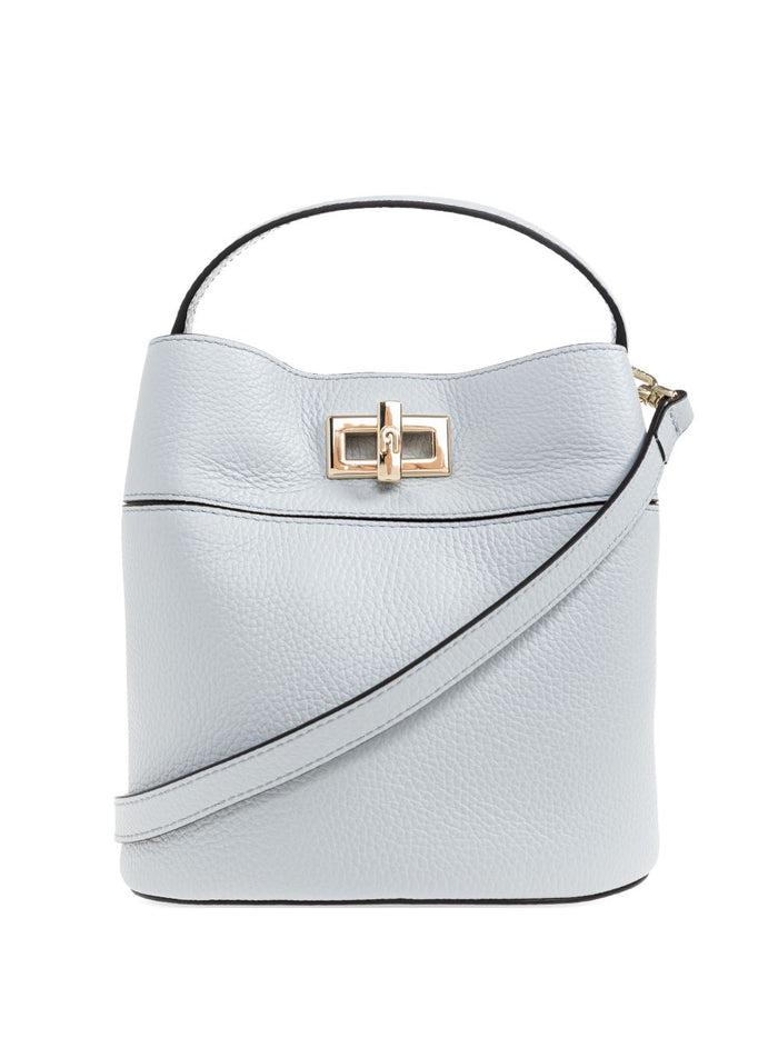 Furla Blue Grained Leather Shoulder Bag