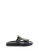 Santoni Black Leather Slipper With Fringe