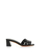 Santoni Black Leather Slipper With Heel