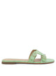 Santoni Green Goat Cow Leather Sandals
