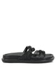 Santoni Black Lamb Leather Rubber Sandals