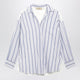 Weekend Max Mara White/Blue Striped Shirt With Sangallo Insert