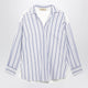 Weekend Max Mara White/Blue Striped Shirt With Sangallo Insert