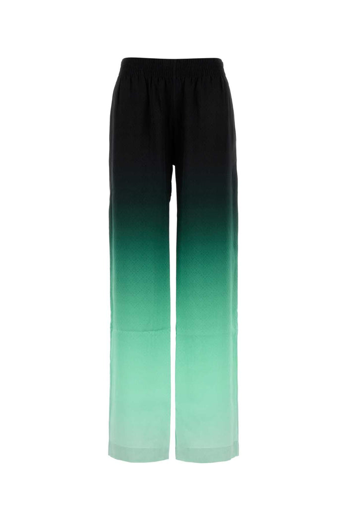 Casablanca Embroidered Satin Wide-Leg Pant