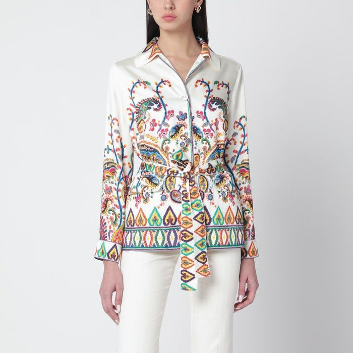 Etro Paisleyprint Belted Shirt Jacket