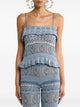 Etro Top White Navy Punto Det Embroidered