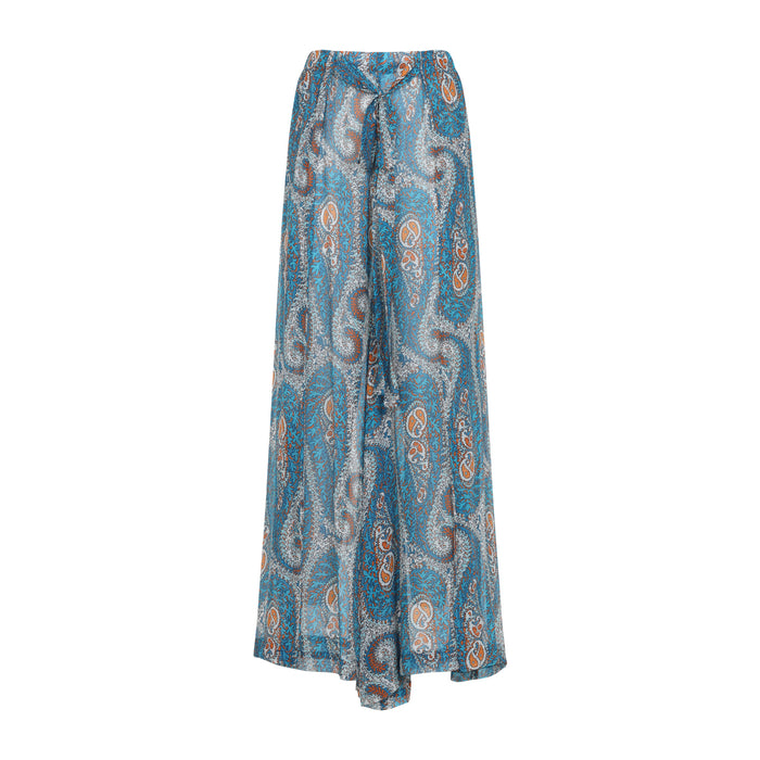 Etro Blue Wide Leg Viscose Pants