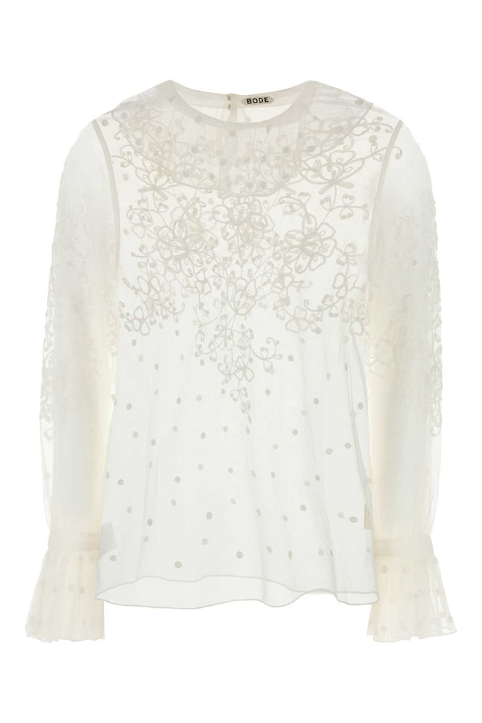 Bode White Mesh Middlemist Blouse