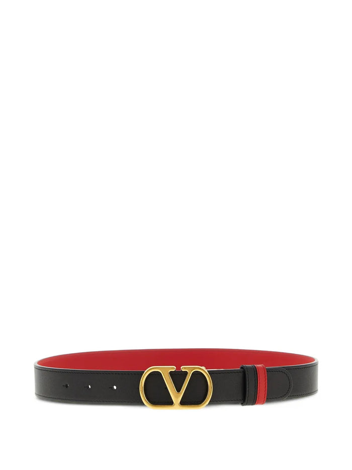 Valentino Garavani Vlogo Signature 30 Reversible Shiny Leather Belt