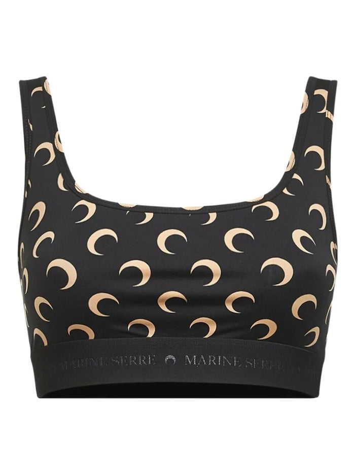 Marine Serre "Moon" Printed Jersey Sports Bra