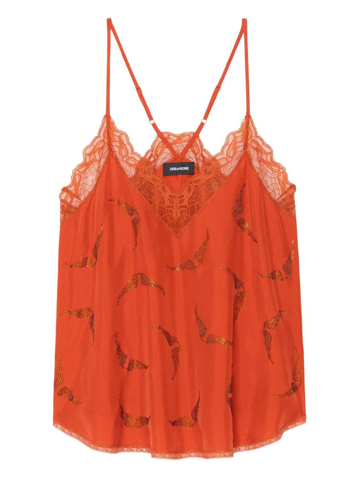 Zadig&Voltaire Christy Red Silk Lingerie Top