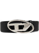 Diesel Black Leather Logo Buckle Belt