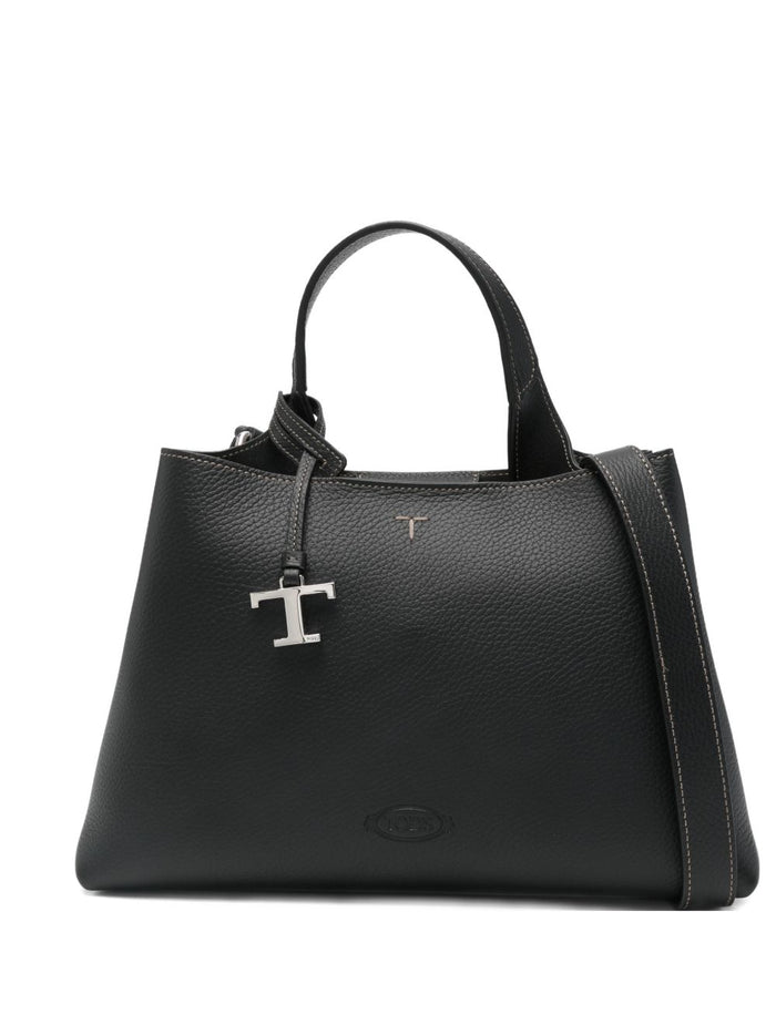 Tod's Black Tonal Stitching Leather Bag
