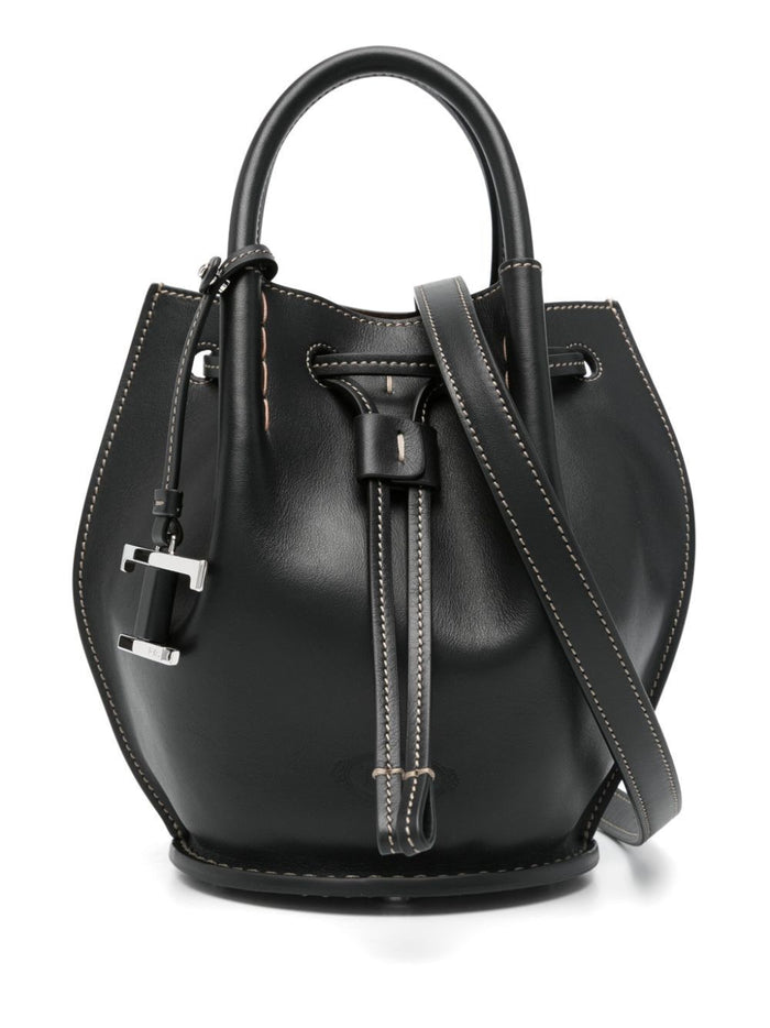 Tod's Logo-Charm Leather Mini Bucket Bag