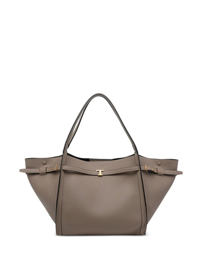Tod's Medium Leather Shopping Bag With T Timeless Strap