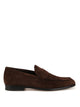 Tod's Dark Brown Suede Square Toe Loafers