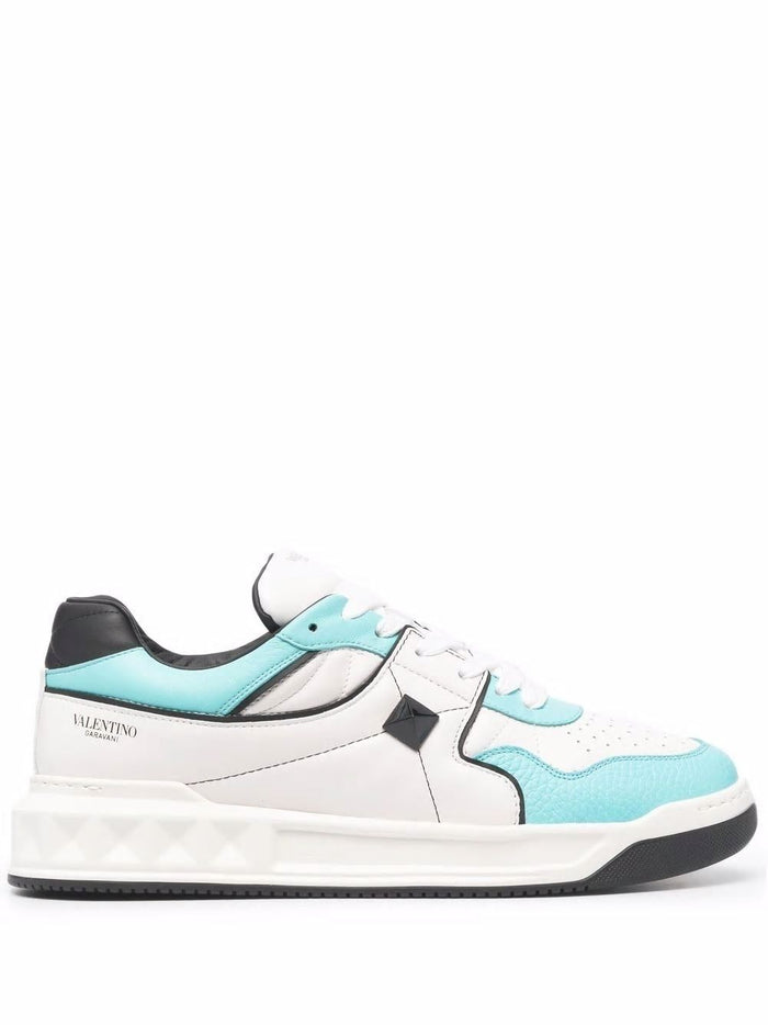 Valentino Garavani White Sky Blue Black Sky Blue Black White N Lambskin Leather Ovis Aries Aries Sneakers