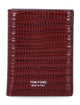 Tom Ford Ruby Red Lizard-Effect Embossed Leather Gloss Finish Silver-Tone Logo Stamp Tonal Stitching Rectangular Shape Bi-Fold Design