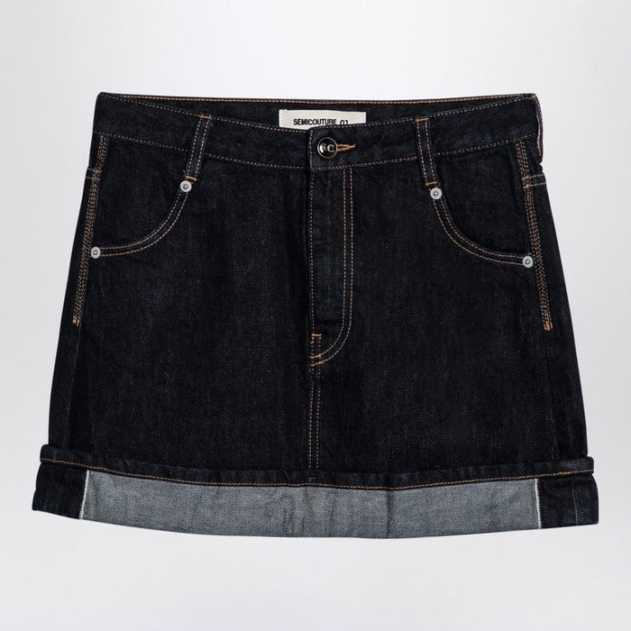 Semicouture  Floriane Miniskirt In Dark Denim
