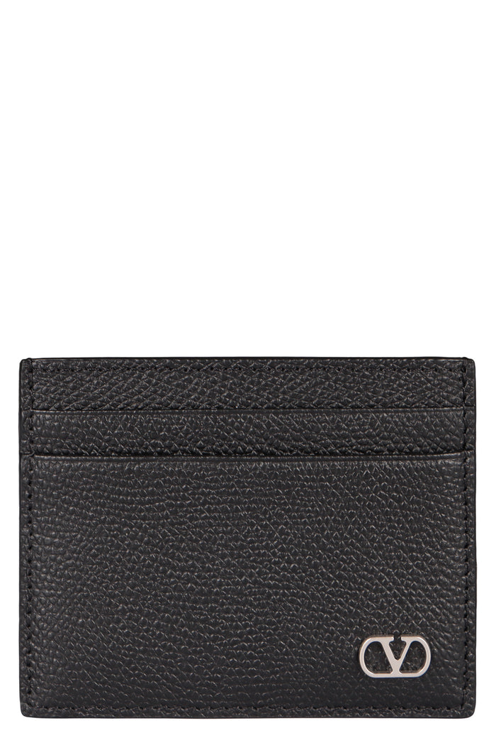 Valentino Garavani Vlogo Signature Garnet Calfskin Card Holder
