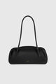 Yuzefi Oyster Shoulder Bag Black Leather
