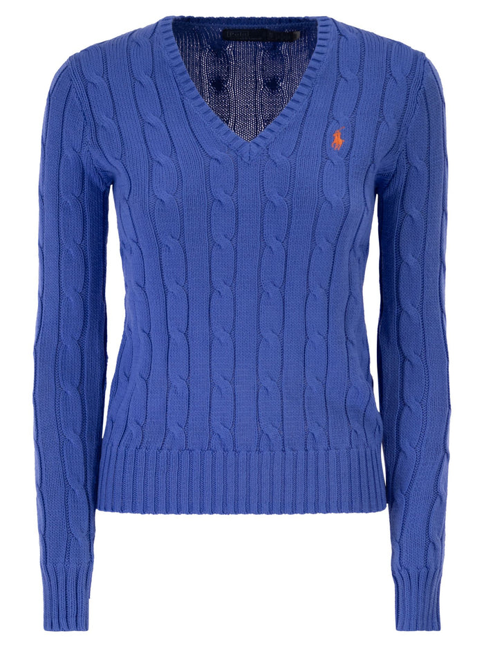 Polo Ralph Lauren Cotton Cable Knit Jumper With V-Neck