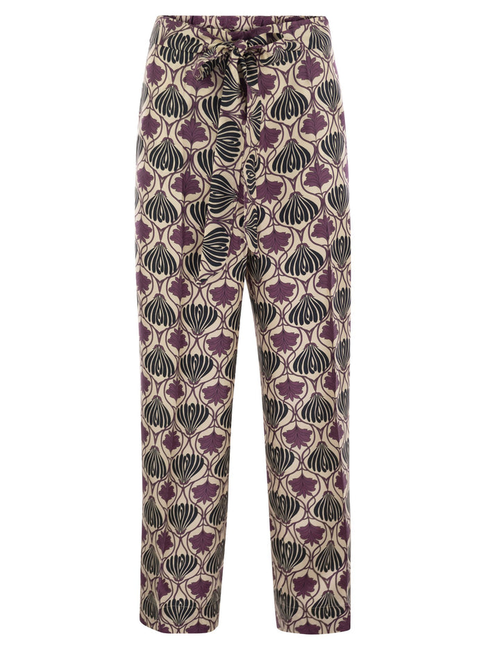 S Maxmara Timec - Printed Silk Fluid Trousers