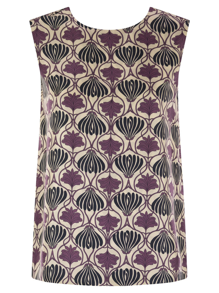 S Maxmara Timetop - Reversible Printed Silk Top