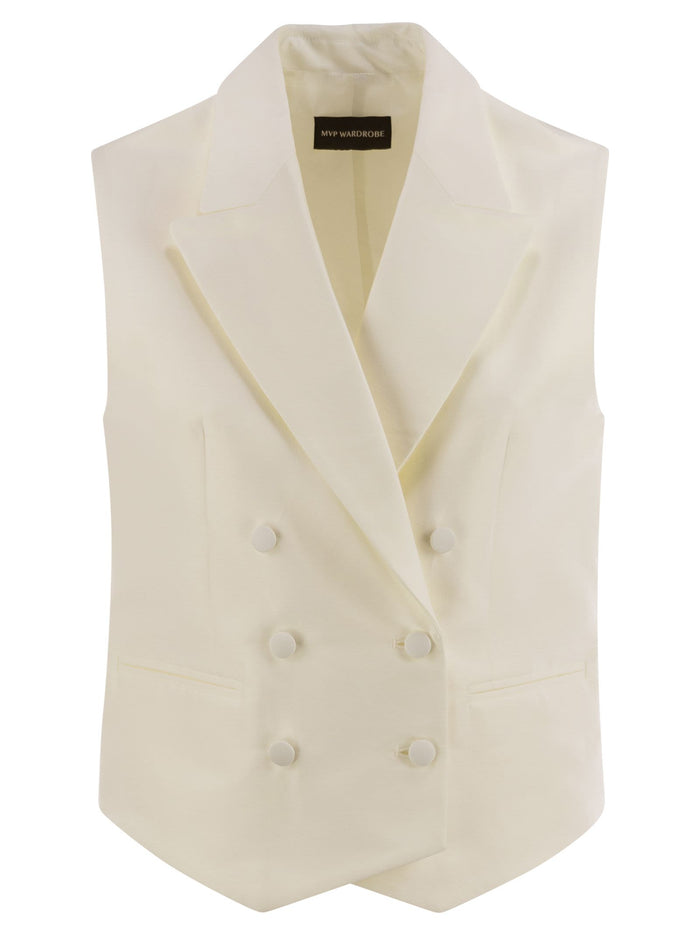 Mvp Wardrobe Double-Breasted Cotton And Silk Waistcoat