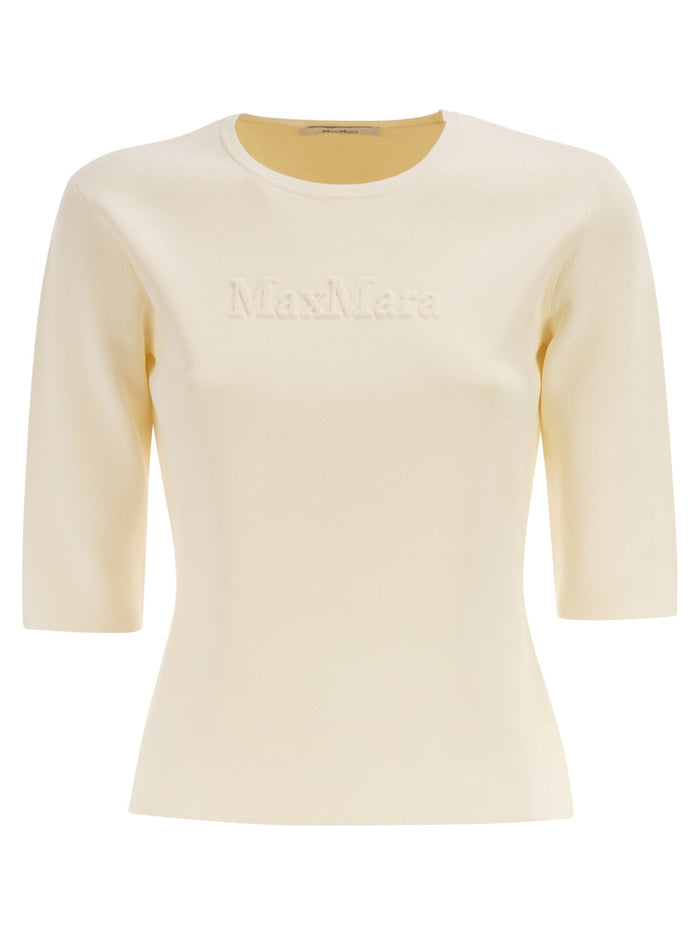 Maxmara Mxpaustero - Short-Sleeved Top With Embroidered Logo