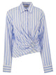 Sportmax Spxpalmizi – Cropped Striped Cotton Shirt With Front Draping