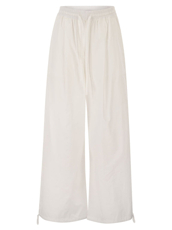 Weekend Maxmara Wkibellico – Wide-Leg Cotton Trousers With Drawstring