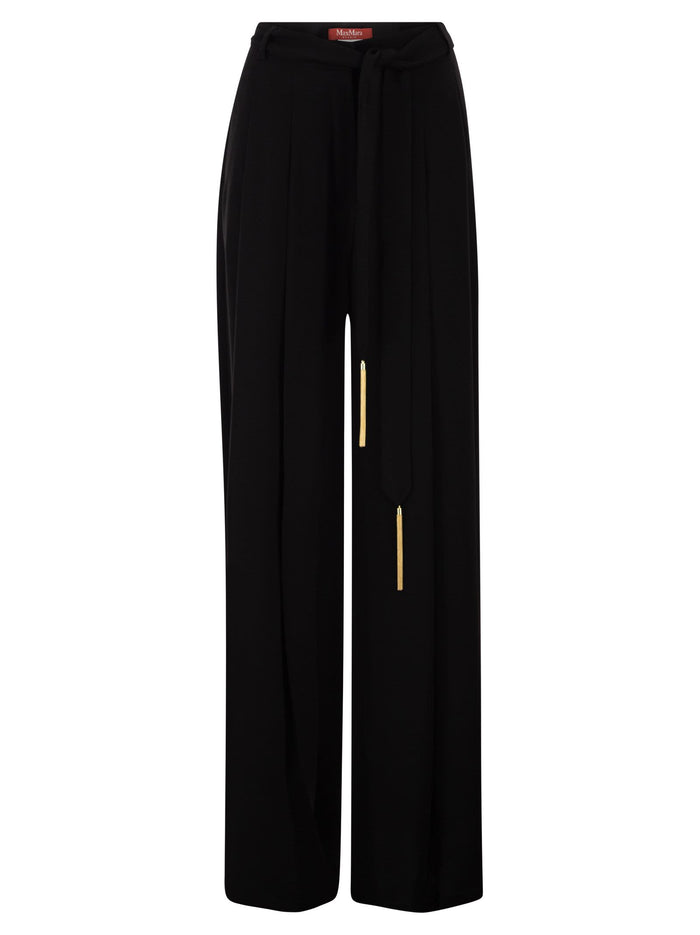 Maxmara Studio Msevalico - Triacetate Wide-Leg Trousers With Decorative Belt