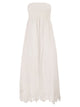 Maxmara Studio Strapless Linen Dress With Embroidered Hem