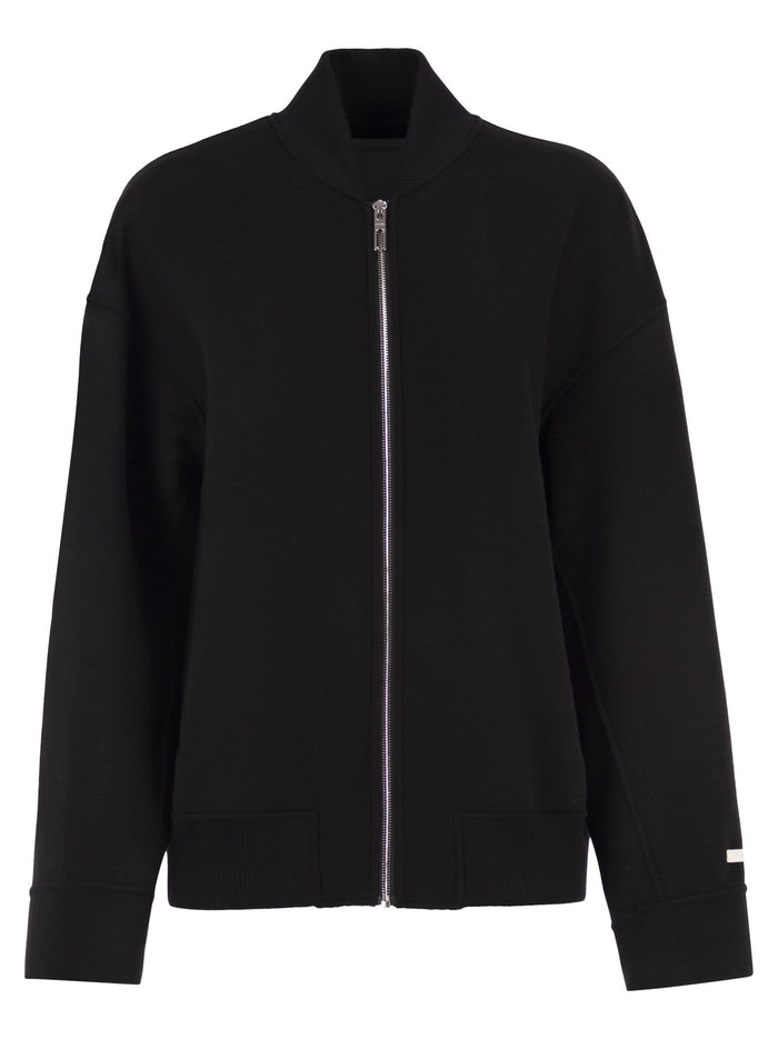 Sportmax Spxondata - Virgin Wool Bomber Jacket With Ribbed Knit Details