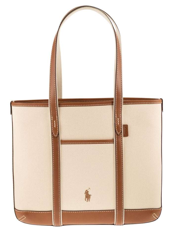 Polo Ralph Lauren Small Cotton And Leather Tote Bag