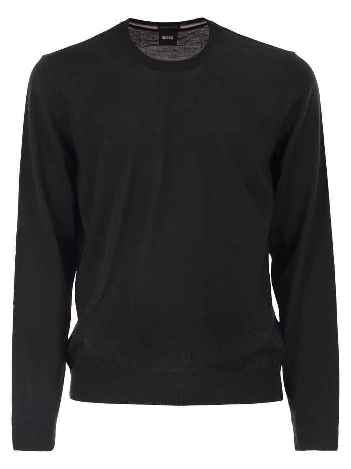 Boss Slim Fit Crew Neck Jumper In Merino Wool
