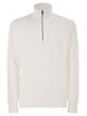 Boss Textured Cotton Sweater With High Neck And Zip