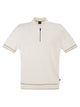 Boss Linen And Viscose Polo Shirt With Zip And Contrast Trims