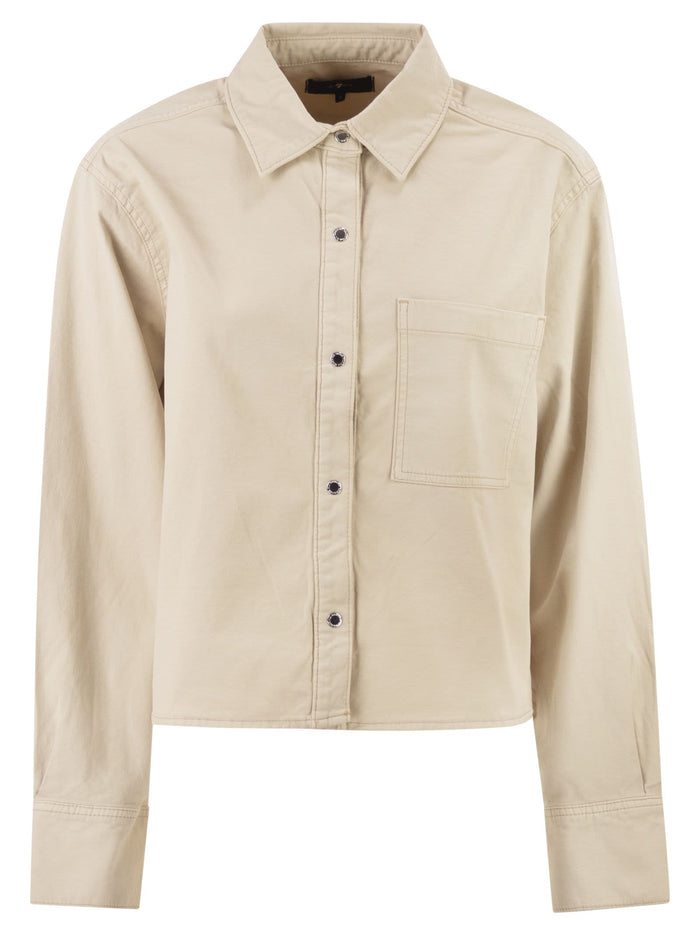 7 For All Mankind Stretch Cotton Shirt With Chest Pocket
