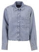 7 For All Mankind Lightweight Cotton And Linen Denim Shirt With Pocket