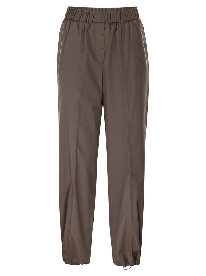 Peserico Loose-Fitting Stretch Cotton Trousers With Elasticated Waistband