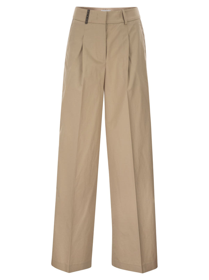 Peserico Tailored Trousers In Stretch Cotton With Pleats