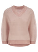 Peserico V-Neck Mesh Top In Linen And Cotton