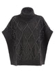 Peserico Virgin Wool Openwork Knit Roll-Neck Poncho