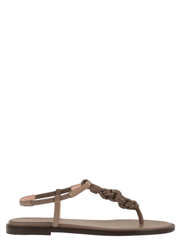 Fabiana Filippi Leather Thong Sandals With Braided Detail