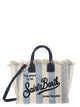 Mc2 Saint Barth Striped Canvas Beach Tote Bag With Embroidered Logo