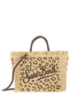 Mc2 Saint Barth Straw-Effect Beach Tote Bag With Animal Print